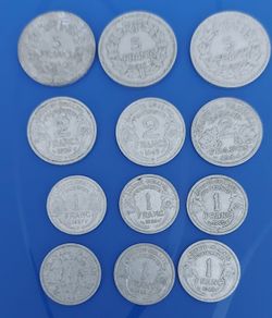 FRANCE WORLD WAR  2 set of 12  Aluminium Coins