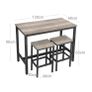 Bar table set, bar table with 2 bar stools, kitchen counter with bar stools, kitchen table and kitchen chairs in industrial design, for kitchen, 120 x 60 x 90 cm, Grey-black Image 5