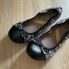 Girls gorgeous ballet flats black tweed comfy and cute 37 4.5