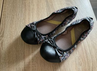 Girls gorgeous ballet flats black tweed comfy and cute 37 4.5