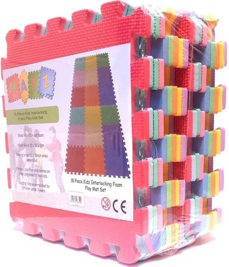 Interlocking Foam Play Mat Set. Great for Babies, Toddlers or Even exersise (32 x 32cm. 18 Piece Pastel Mats)