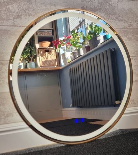 LED Bathroom Mirror Fogless Touch Switch Demister Gold Frame Dual LED