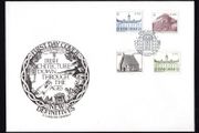 1983 Ireland Architecture Definitive Stamp (Third) Series (20p Aughnamure Castle, Co. Galway, 23p Cormac's Chapel, Tipperary, 50p Casino, Marino, Dublin) CorkCoin First Day Cover (FDC)  with Cork Cancel