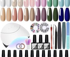 NEW SALE | 12 Pcs Gel Nail Kit Purple Pink White Blue Green Autumn Gel Nail Polish Set Starter Kit Gift for Women