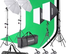 2.6m x 3m / 8.5ft x 10ft Background Support System and 800W 5500K Umbrellas Softbox Continuous Lighting Kit for Photo Studio Product,Portrait and Video Shoot Photography (FREE POSTAGE)
