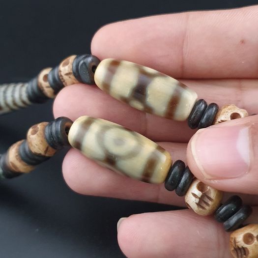 Antique Burmese Pumtek Pyu & Himalayan Tibetan Agate with Skull Shape Beads Necklace