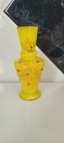 Vintage Hand Painted Yellow Glass Vase