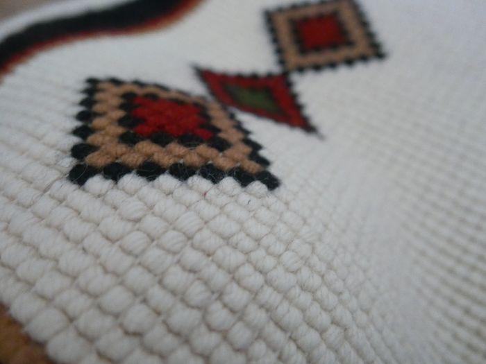 Scandinavian Handmade Thick Wool Rug with geometric pattern 48" X 31"
