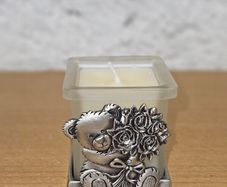 Bear Holding Flowers Candle