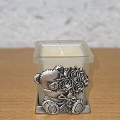 Bear Holding Flowers Candle