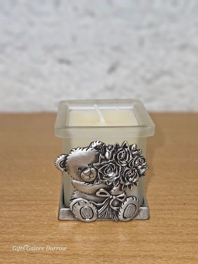 Bear Holding Flowers Candle