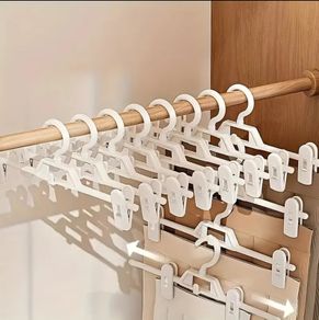 White Plastic Hangers with Clips for Skirts or Trousers White Plastic Hangers with Clips for Skirts or Trousers x20