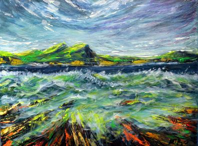 Irish Coastline: Emerald and Cobalt