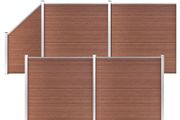 WPC Fence Set 4 Square + 1 Slanted 792x186 cm Brown