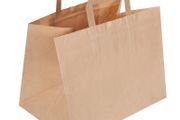 Job Lot 50 Brown kraft carriers flat handles eco friendly Patisserie / Take away size