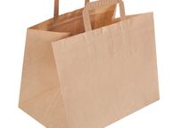 main image for ad Job Lot 50 Brown kraft carriers flat handles eco friendly Patisserie / Take away size