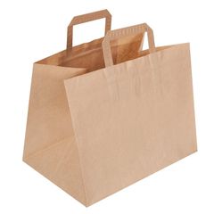 Job Lot 50 Brown kraft carriers flat handles eco friendly Patisserie / Take away size