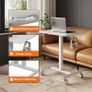 Mobile Standing Desk Pneumatic Adjustable Height Stand Up with Lockable Wheels Ergonomic Side Table for Home Office Work Computer Workstation Typ-T 48 x 65CM White Image 6
