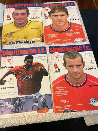 League of Ireland soccer programmes mostly Shelbourne any 5 for 10 euro