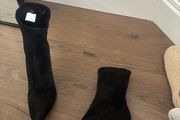 Penneys black suede high heel sock style ankle boots size 5