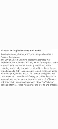 Laugh & Learn Educational Toolbench Fisher Price (196)