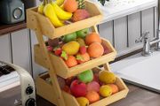 3-Tier Bamboo Fruit Basket Bowl Holder, Bread Vegetables Storage Stand for Kitchen Countertop, Snacks Rack in Home Kitchen and Office