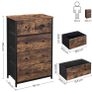 chest of drawers, wardrobe, 6 fabric drawers with MDF front, metal frame, loadable up to 25 kg, industrial design, for children's room, bedroom, hallway, vintage brown-black Image 3