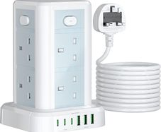 Extension tower (3M) - 8 way / 6 USB (white)