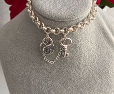 Silver Plated Lock and Key Bracelet