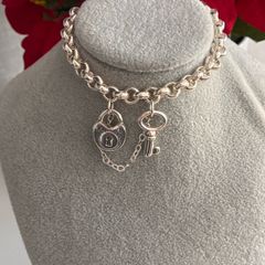 Silver Plated Lock and Key Bracelet