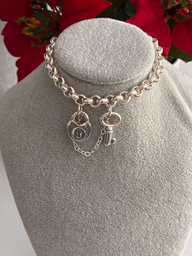 Silver Plated Lock and Key Bracelet