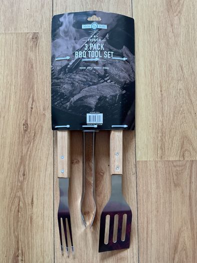 3psc Premium Stainless steel and wood BBQ tools Brand New