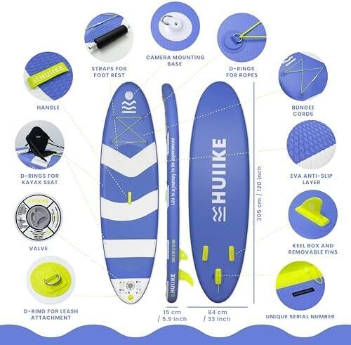 Stand Up Paddle Board with Premium Accessories - HUIIKE | Inflatable Paddle Boards for Adults | Stand Up Paddleboarding Great Stability Resistance | Inflatable SUP
