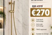 Brushed brass Round cool touch exposed dual function shower