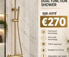 Brushed brass Round cool touch exposed dual function shower