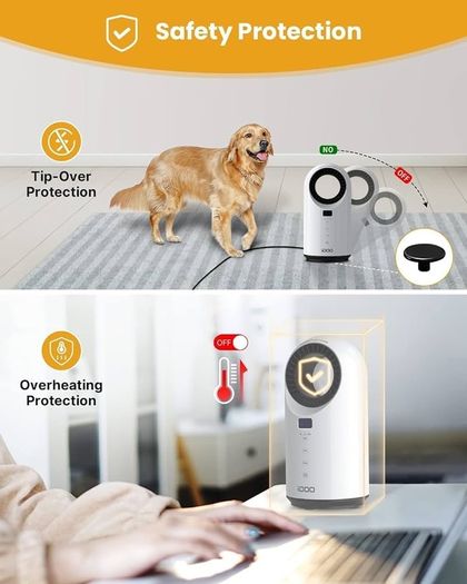 LIMITED TIME DEAL Electric Heater, 1500w Space Heater with 60 Degree Oscillating, Energy Efficient Fan Heater with Thermostat, Overheating & Tip-Over Protection, 12 Hr Timer for Office Home