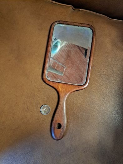 Vintage Art Deco Wooden Hand Mirror