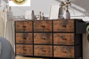 Fabric Chest of Drawers 9 Drawers Large TV Stand for 43-65 TVs Label Cards, Side Pocket &amp;