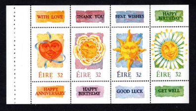 1994 Ireland Greetings Commemorative Stamps Booklet Pane Mint Never Hinged (MNH). Hibernian HP64.