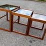 Vintage Danish Nesting Tables in Teak with Smoked Glass Tops c1960 Image 6