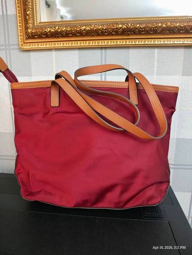 Michael Kors Burgundy Nylon & Leather Tote Bag