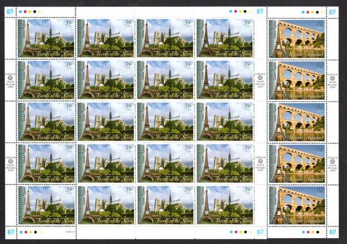 2006 United Nations New York World Heritage - France Commemorative Stamps Sheet Mint Never Hinged (MNH)