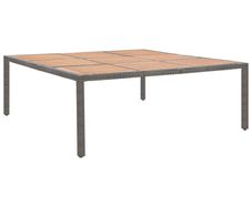 Garden Table Grey 200x200x74 cm Poly Rattan and Acacia Wood