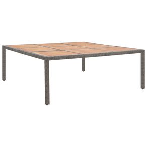 Garden Table Grey 200x200x74 cm Poly Rattan and Acacia Wood
