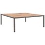 Garden Table Grey 200x200x74 cm Poly Rattan and Acacia Wood Image 5