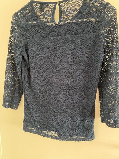 Primark navy top 3/4 sleeves lace Size 10