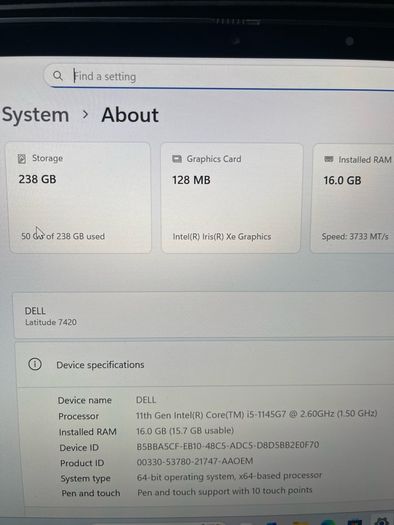 Dell Latitude 7420 2n1 Touch 16/256 win 11 pro