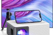 Mini Projector with WiFi Bluetooth, AKIYO Portable Projector Full HD 1080P Support, 5500 Lumens Phone Projector for Home Theater, Compatible with iOS/Android/HDMI/USB/Fire Stick/PC (Tripod included)