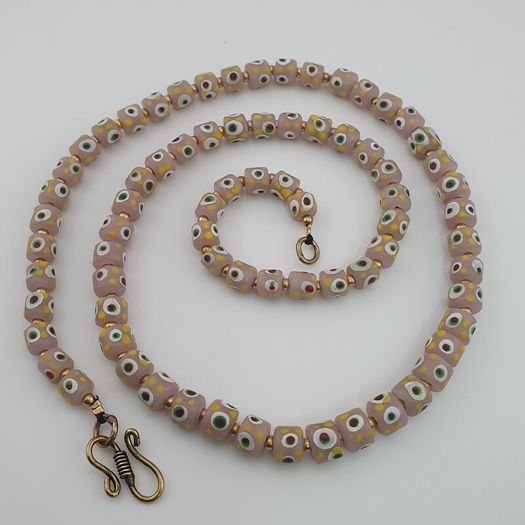 Vintage Venetian Style Tiny Eyes Glass Beads Necklace