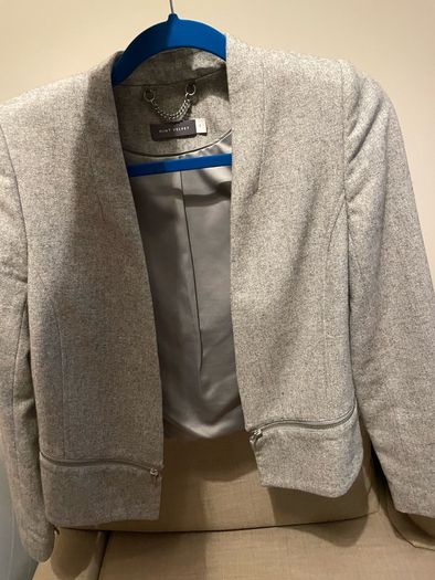 Mint Velvet wool blazer in grey with zip details size 8